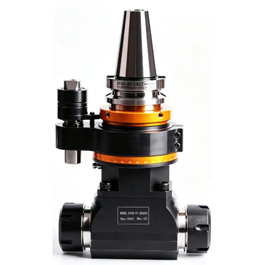 90° Right‑Angle Milling Head High Precision Vibration Resistant Single & Double Output BT30 BT40 BT50 CNC Side Milling Head