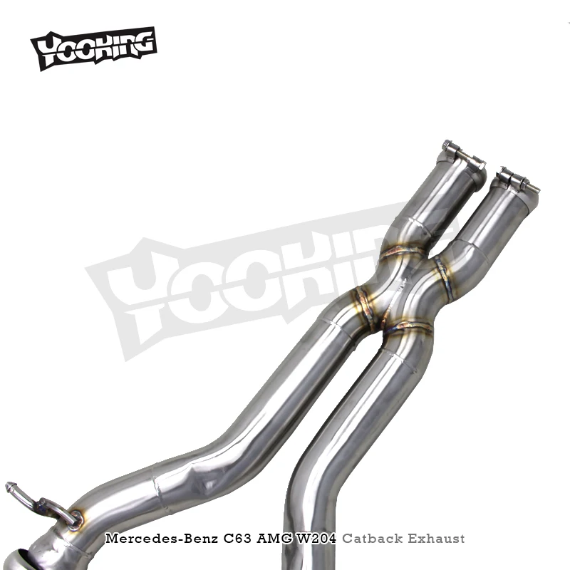 SS304L Exhaust Pipe System For Mercedes-Benz C63 AMG W204 6.2L 2012-2016 High Quality Valvetronic Catback Exhaust view 6