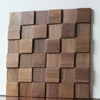 Solid Wood Mosaic Small Squares Black Walnut Natural Timber for Zen Living Room TV Background Wall Foyer 3D Acoustic Hidden Door