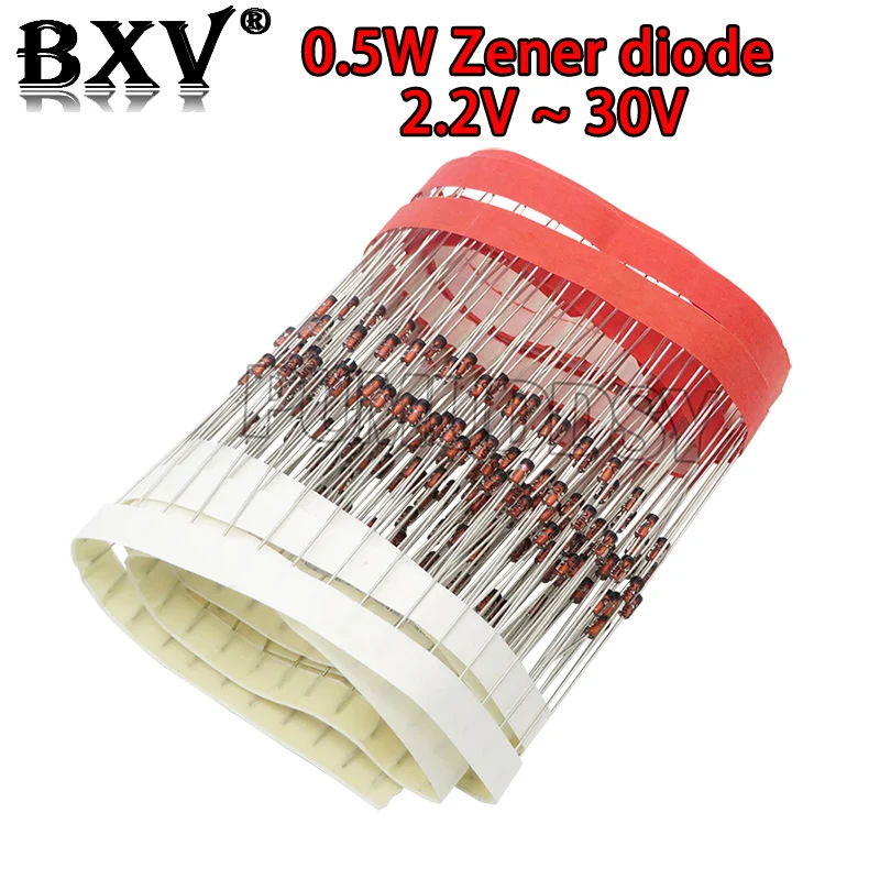 100PCS/LOT New 1/2W Zener Diode 0.5W 2.2V ~ 30V BZX55C2V2 BZX55C2V4 BZX55C2V7 BZX55C3V0 BZX55C3V3 BZX55C3V6 BZX55C3V9 BZX55C4V3