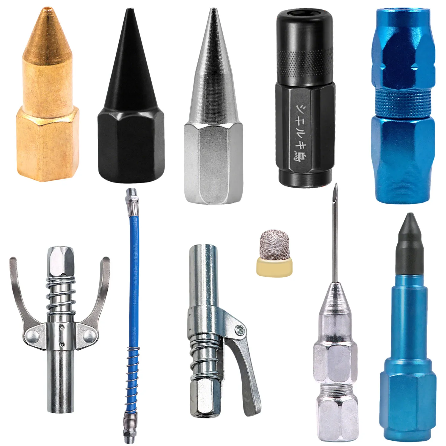 Lock Clamp Self-locking Grease Gun Coupler Sharp Flat Needle Nozzle Explosion-proof Hose Universal Grease Gun Accessories