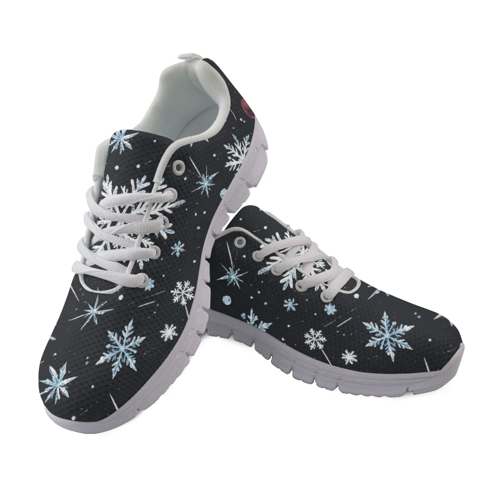 Coloranimal Snowflake Pattern Mens Cushioned Jogging Shoes for Long Standing Non-Slip Work Shoe for Recreation