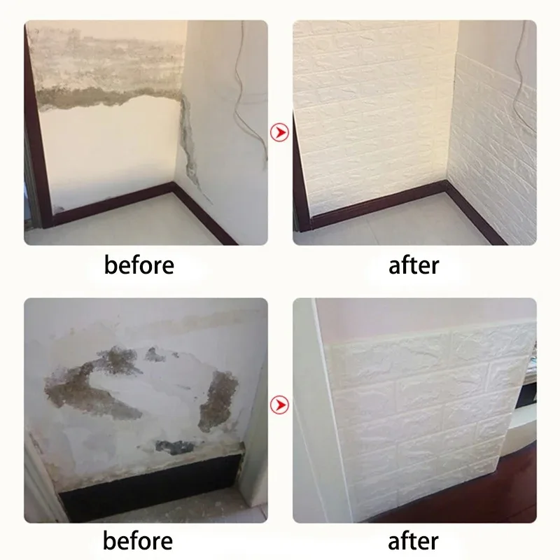 Stiker dinding 3D motif bata, dekorasi rumah Modern DIY, Panel berperekat tahan air untuk dekorasi rumah