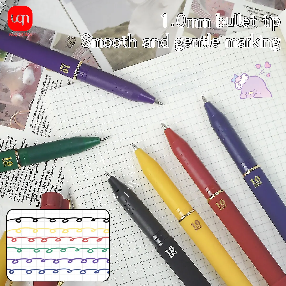 Vintage Matte Gel Pen 1.0mm Bold Point Large Capacity Multicolor Bullet Tip Neutral Pen Metal Clip Student Drawing Stationery