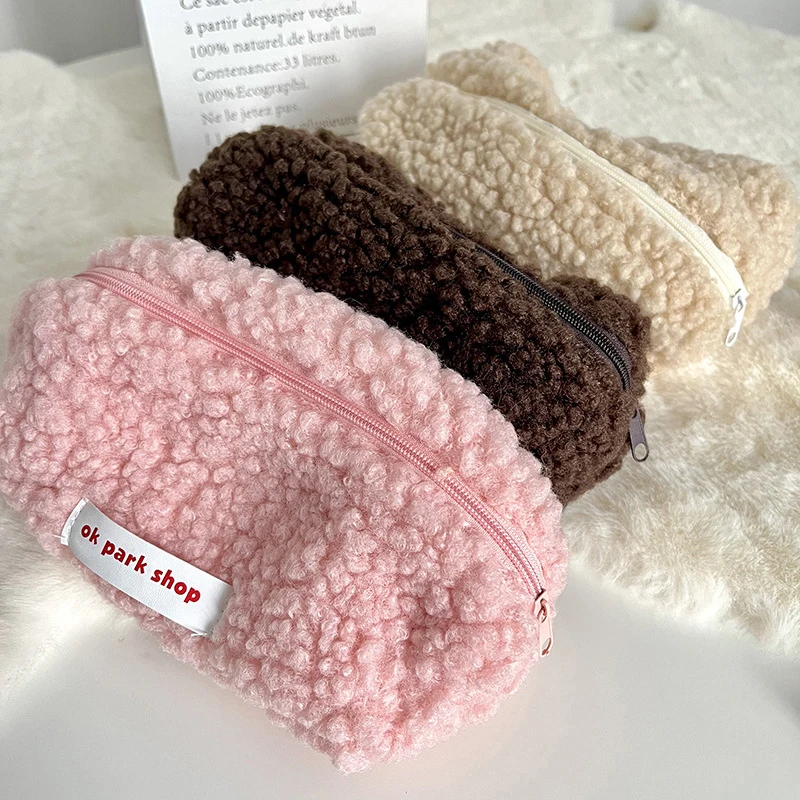 Cashmere Cosmetic Bag Zipper Bag Makeup Storage Bag Travel Cosmetic Bag Cute School Office Supplies Large Capacity Bag