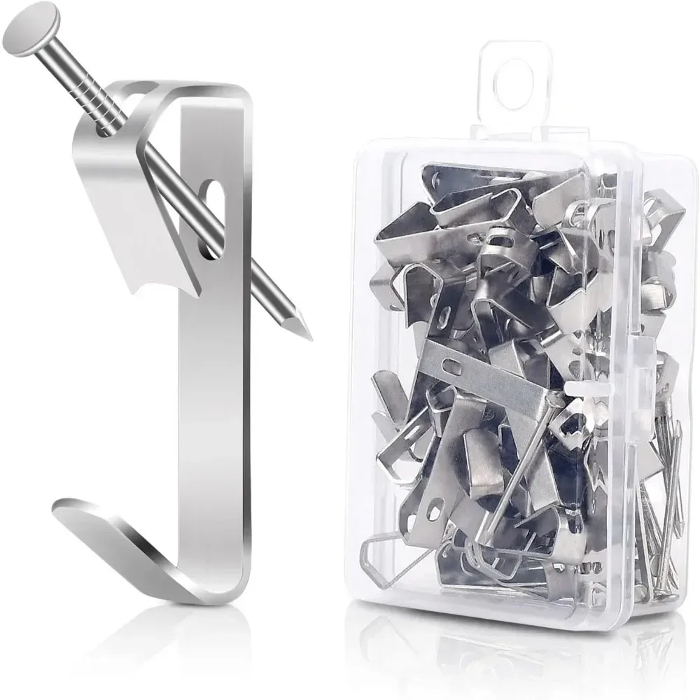 40 Sets Wall Mounting Picture Hangers Photo Frame Hooks with Nails Art Painting Clocks Clothes Traceless Hooks for Home Office