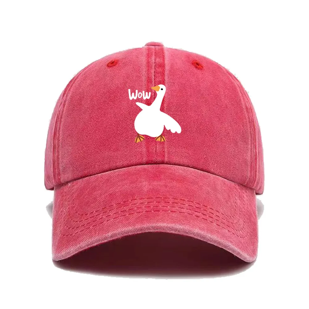 Wow Goose Embroidery Baseball Cap Boys Girls Top Cap Tide Hats Soft Washed Sports Cycling Outdoor Cap Sunshade Hats Accessories