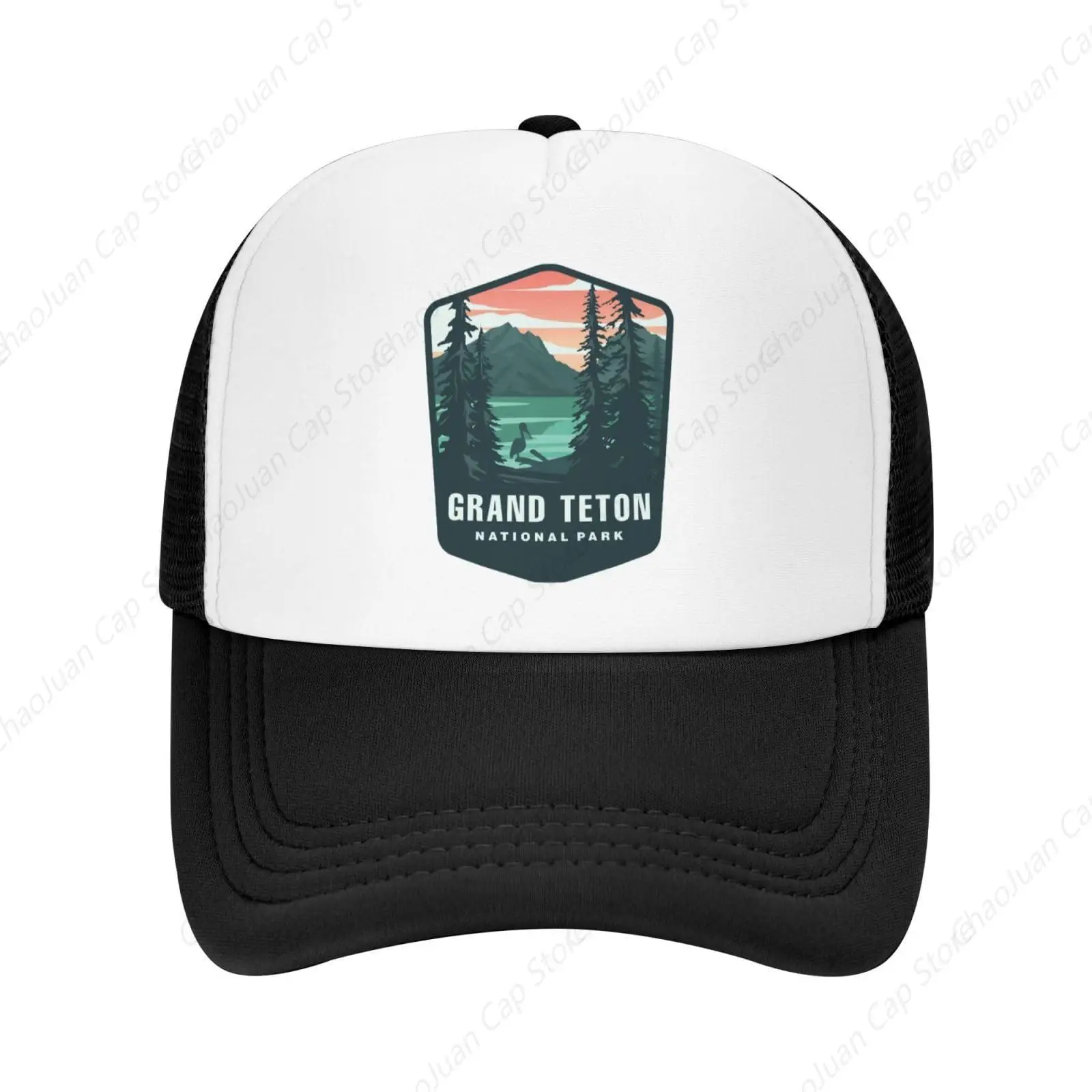 Gorra de béisbol para hombre, gorro de camionero Vintage para senderismo, sombreros Snapback, gorra de Parque Nacional Grand Teton de moda, negro