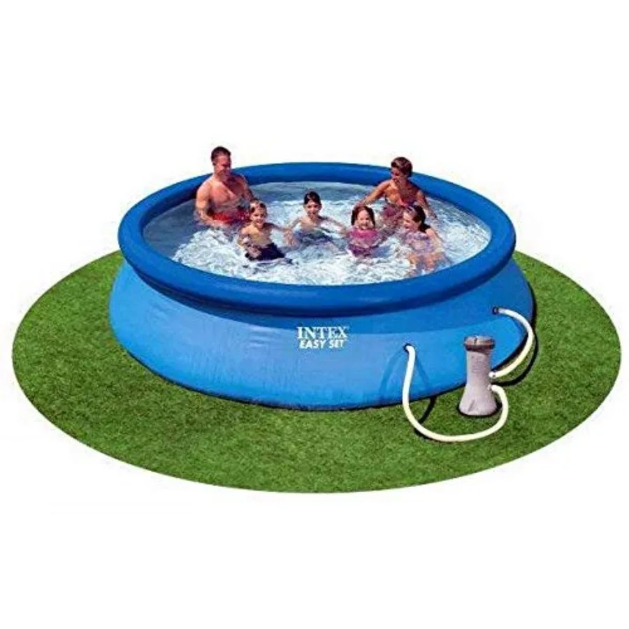 Easy Set 12-Foot by 30-Inch Round Pool Set for backyard use durable vinyl material blue color quick-inflate design
