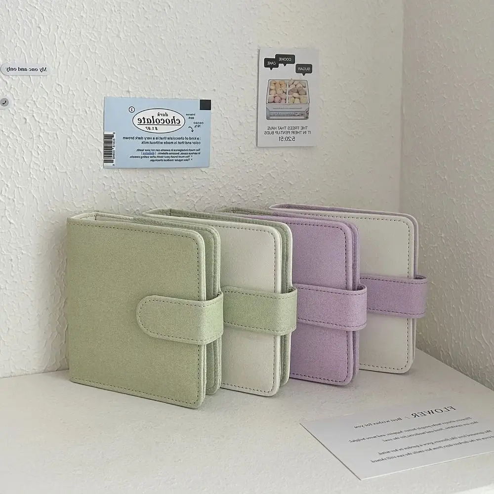 Cartoon Binder Photo Album PU Leather Solid Color Photocard Collection Books A8 Loose-leaf Album Gift