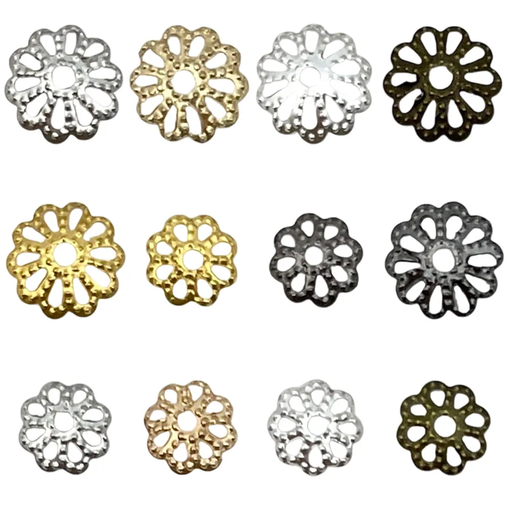 300pcs 7/9mm Metal Flower Bead Caps Hollow Filigree Bead End Caps DIY Earrings Bracelet Necklace Jewelry Accessories Wholesale