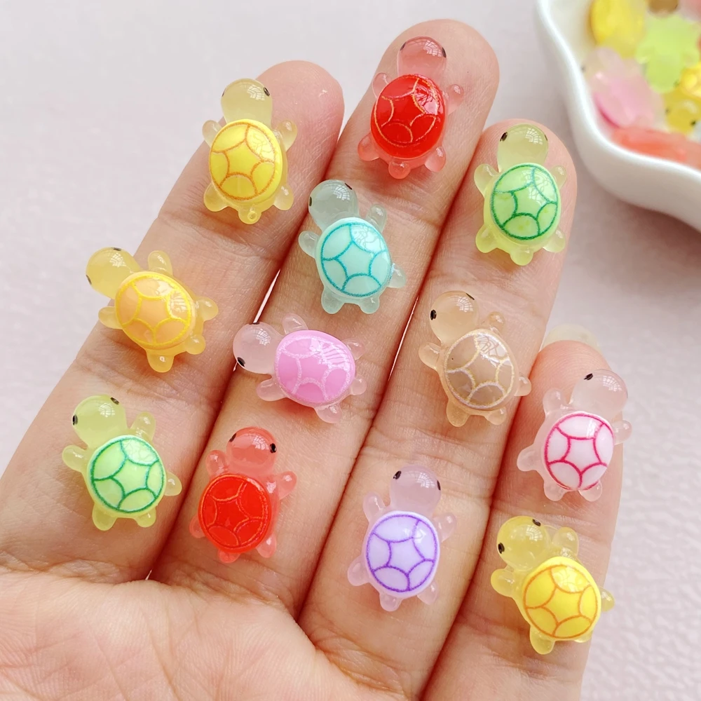 30Pcs Mixed Nail Art Resin Cartoon Little Turtle Series Charms Rhinestones DIY Craft For Nail 3D Decorations Jewelry