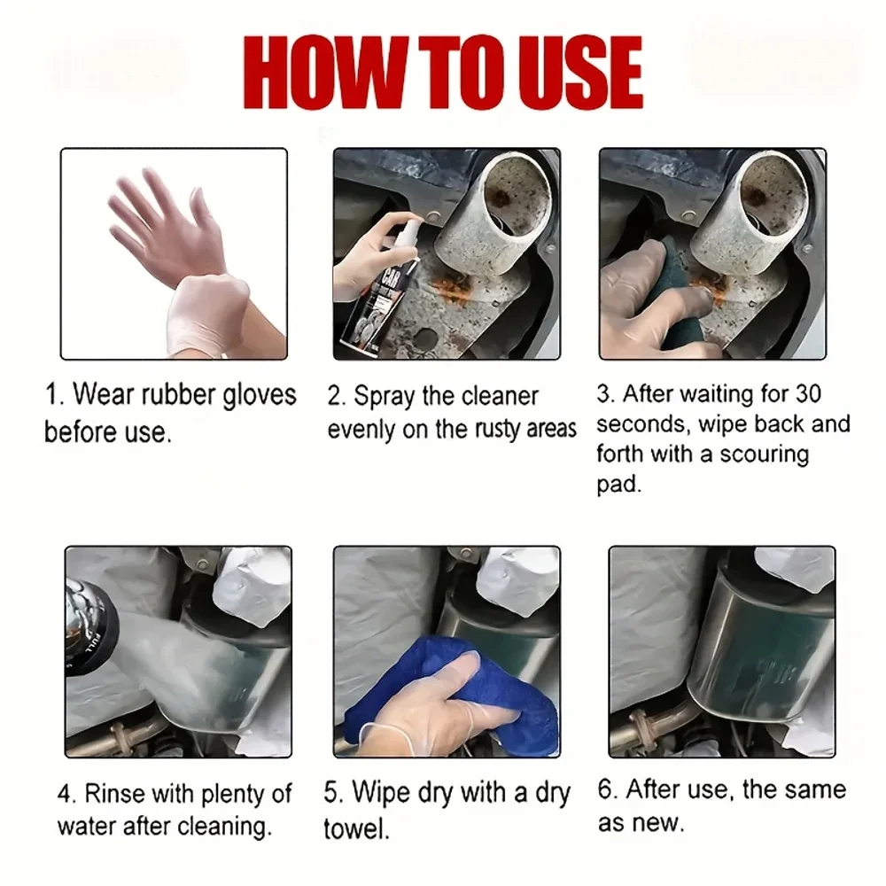 بخاخ مزيل صدأ الهيكل 100 مل - حماية فعالة من التآكل، تذوب الصدأ، منظف أكسدة أنبوب العادم لجزء سفلي السيارة #6