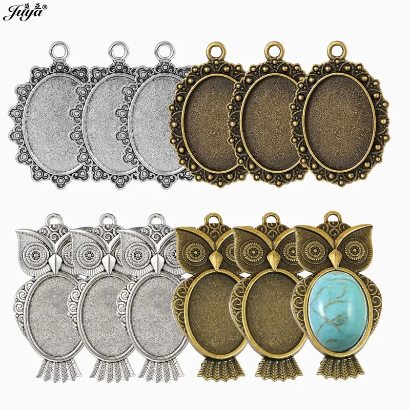 5pcs/lot 18x25mm Oval Cabochon Base Pendant Settings Punk Vintage Bezels Charms For Jewelry Making Diy Resin Crafts Accessories