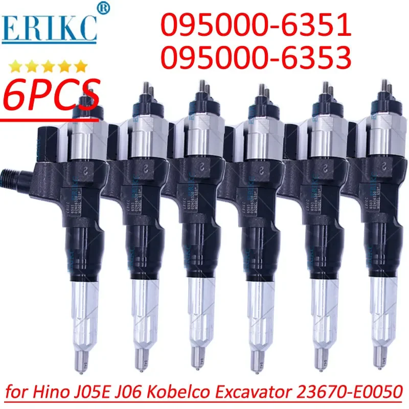 095000-6353 Diesel Injector Set 095000-6351 Common Rail Injection Assy For DENSO 23670-E0050 Hino J05E J06 Kobelco Excavator