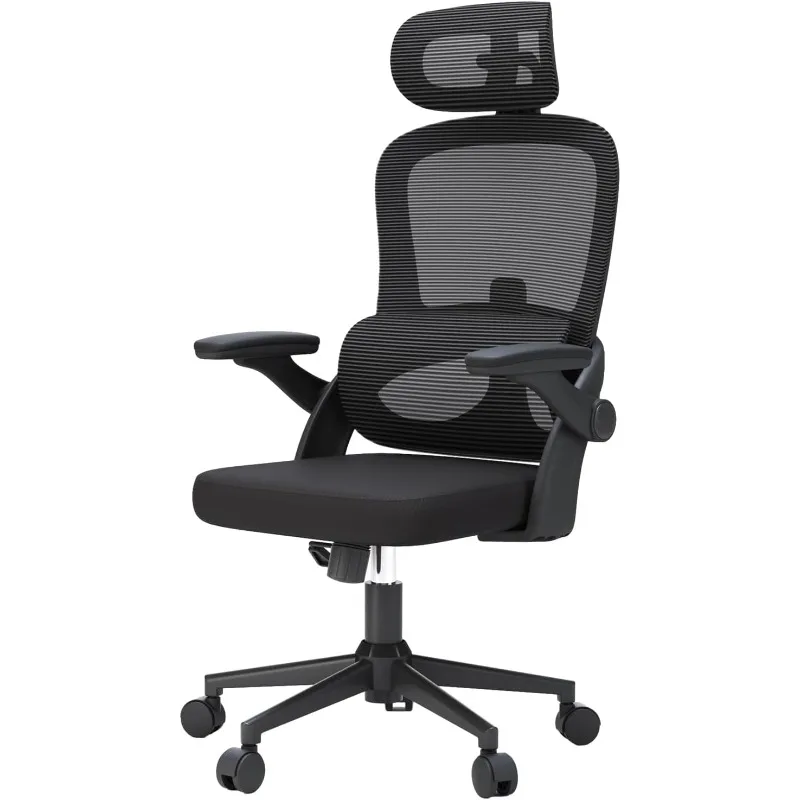 Ergonomic Mesh Office Chair, with 3D Armrests, Up&Down Lumbar Support, with Adjustable 2D Headrest, Tilt Function Black