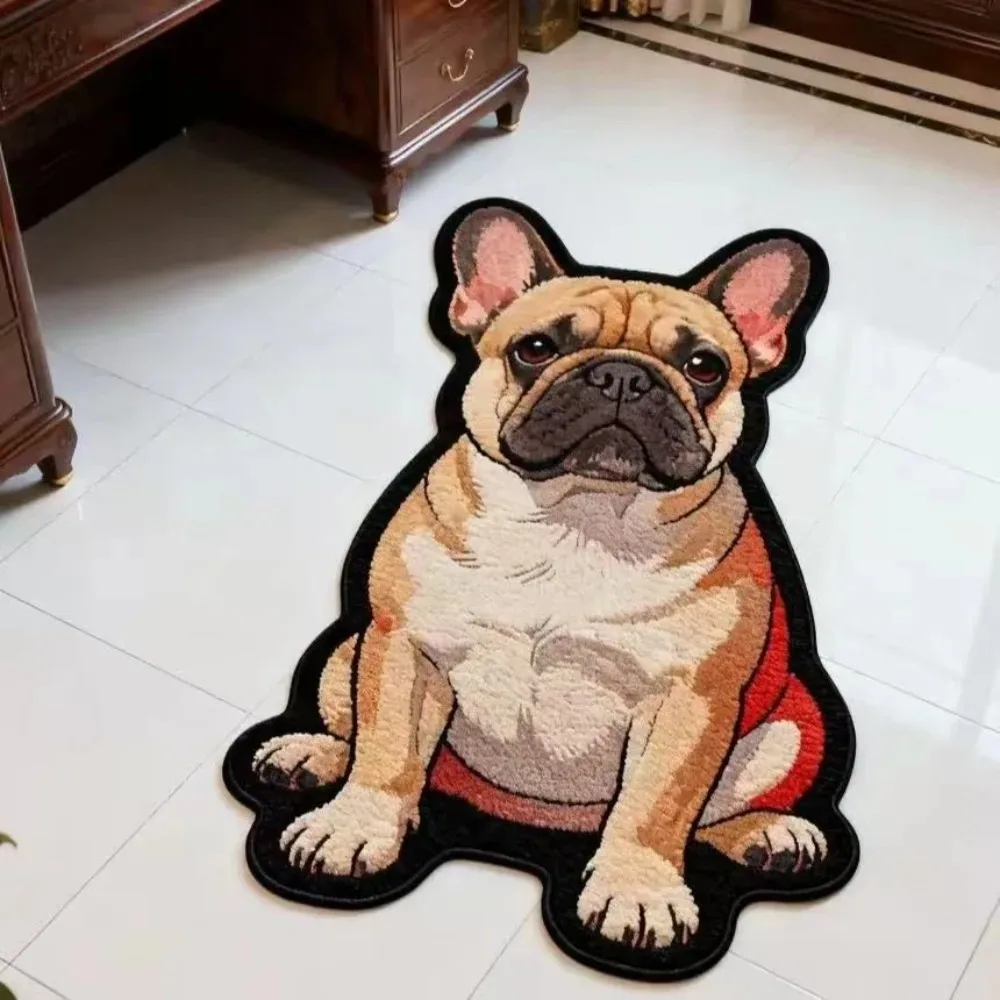 VIKAMA Cartoon Shih Tzu Plush Rug Cute Puppy Non Slip Doormat Bedroom Living Room Decorative Carpet Washable Cozy Home Decor