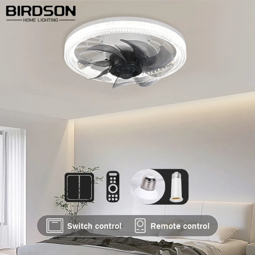 controle remoto led ventilador de teto luz regulavel vento forte silencioso sala quarto decoracao interior 85265v 01