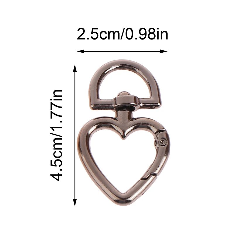 Metal Spring Clasp Mosquetão, Chaveiro Conectores para DIY Keychain, Snap Clasp, Peach Heart Shape, Jóias Acessórios, 5Pcs por lote