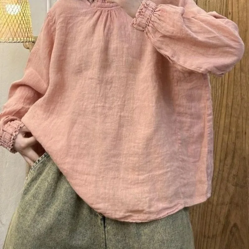 

2025 New Autumn Sweet Blouse Women Fashion Design Wear Both Front and Back Stringy Selvedge Female Tops