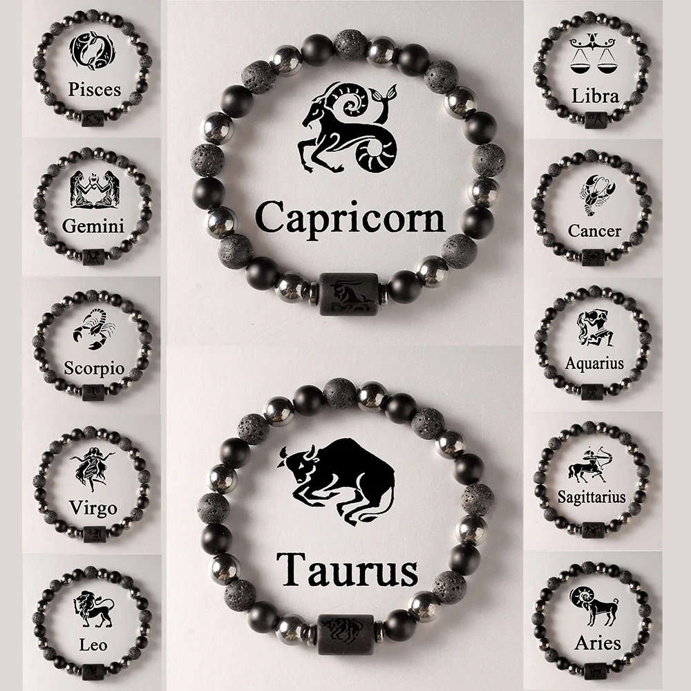 JD signe du zodiaque Bracelets Homme 12 Constellation Bracelets hommes Gemini vierge lion balance Bracelet femmes amitié cadeau Bracelets