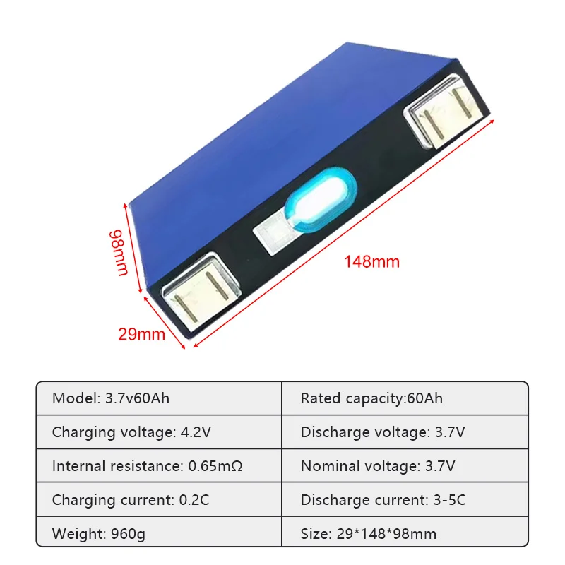 NMC 3.7V 60Ah CATL Prismatic Battery Cell 3.65V NCM Lithium Ion Battery Cell