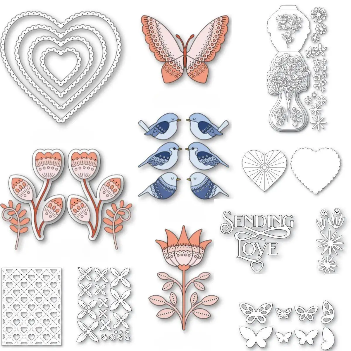 Spring Butterfly Flower Bird Metal Cutting Dies Hot Foil Scrapbook Embossed Make Card Album Diy Craft Template Decoration New