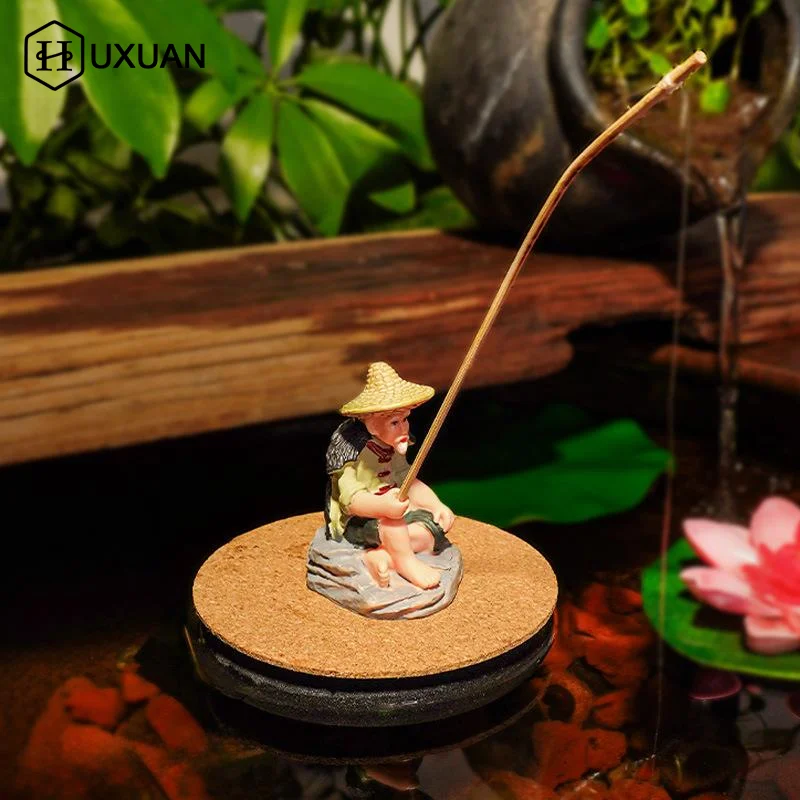 Fishing Ornament For Table Fishing Decorations Dollhouse Accessories Fish Tank Ornaments Fisherman PVC Figurine For Fish Tank