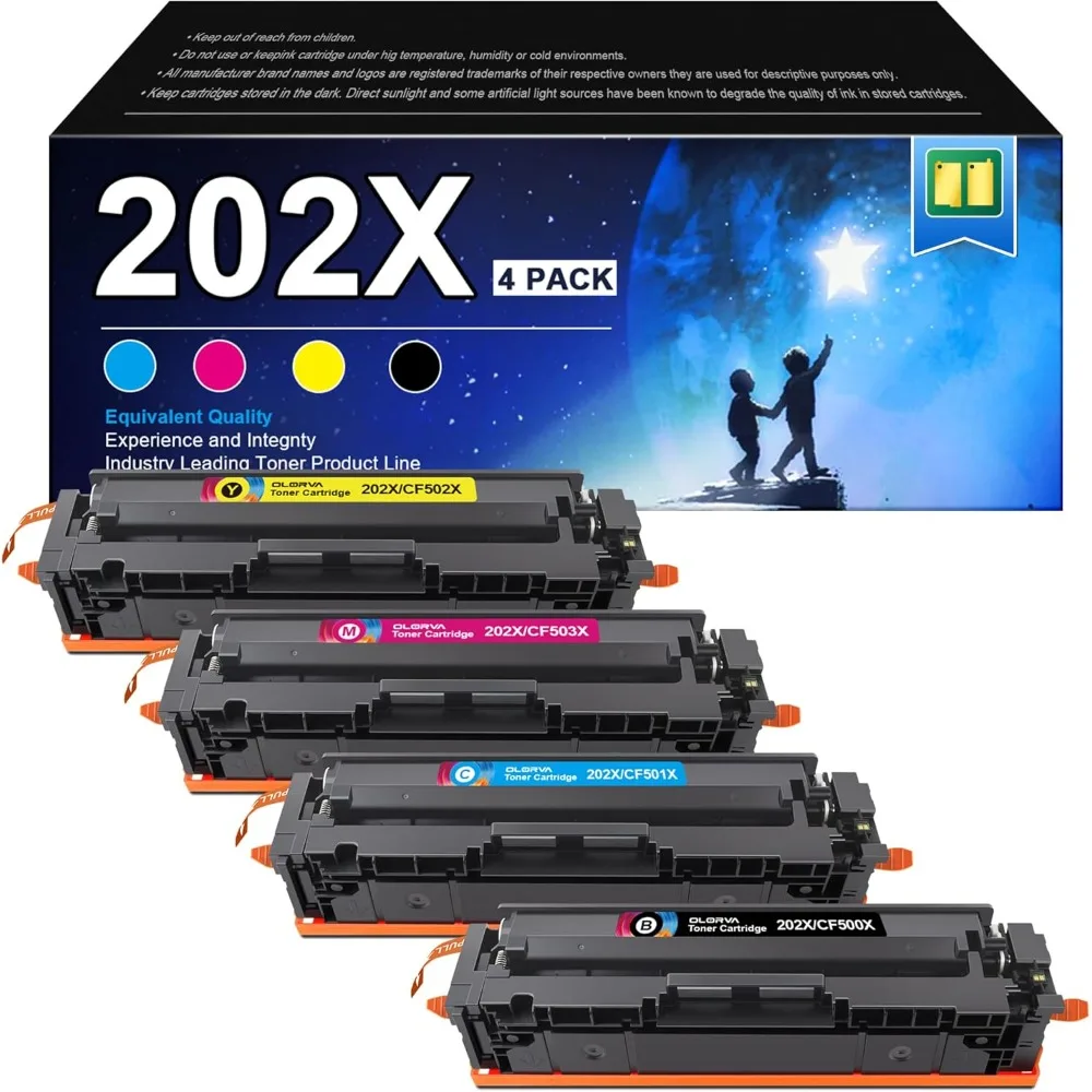 Toner Cartridges (with Chip) - High Yield Replacement for 202X Toner Cartridges CF500X 202A CF500A Works