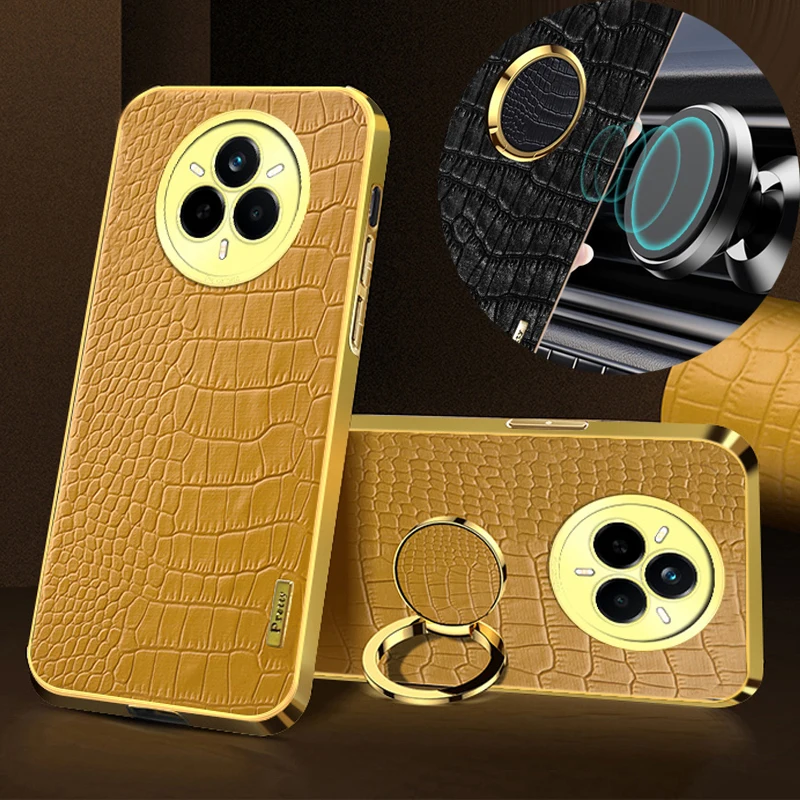 

Чехлы-подставки с магнитным держателем для Realme 12x 14 Pro Lite 10T 13 11 Pro Plus 5G 4G, силиконовый чехол для телефона из искусственной кожи крокодила