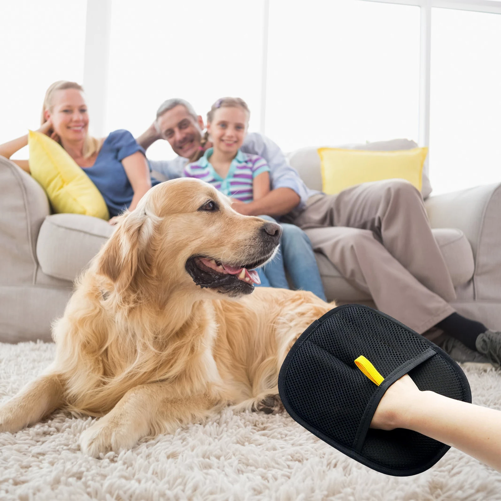 Guante removedor de pelo para mascotas, cepillo de aseo de doble cara para gatos y perros, herramienta de deshedding de electricidad estática, cerdas suaves