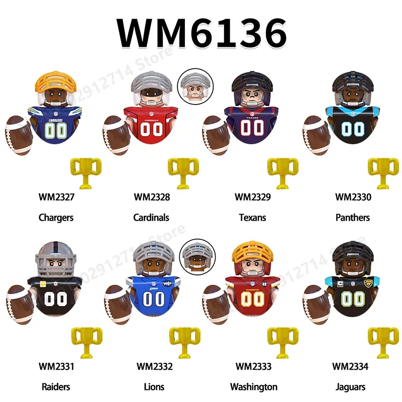 8 pièces/ensemble figurines de joueur de Rugby de Football blocs de construction sport vert briques assemblées bricolage jouets éducatifs cadeaux de noël