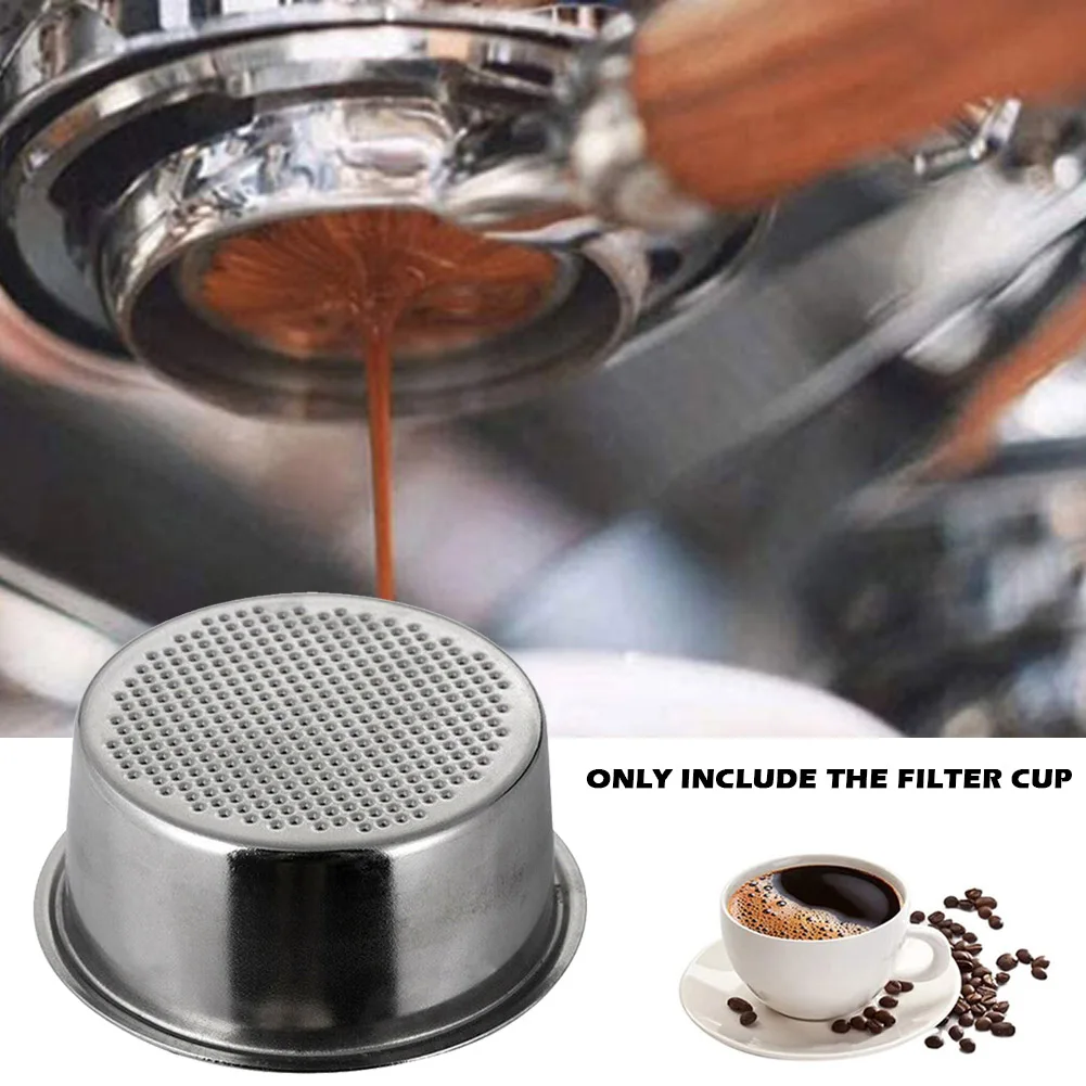 

51mm Stainless Steel Filter Basket 2 Cups Single Wall Non-Pressurized Coffee Machine Filter Reusable Washable for Espresso