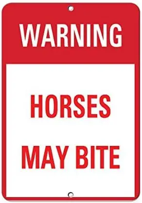 New Metal Tin Sign Warning Horses May Bite Activity Farm Tin Sign