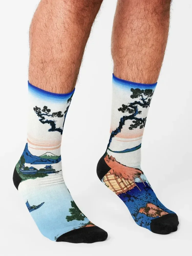 Chaussettes de football coordonnantes pour hommes et femmes, Katsburg, Hokusai, Lac Suwa dans la province de Kendano, Chaussettes Kawaii pour enfants