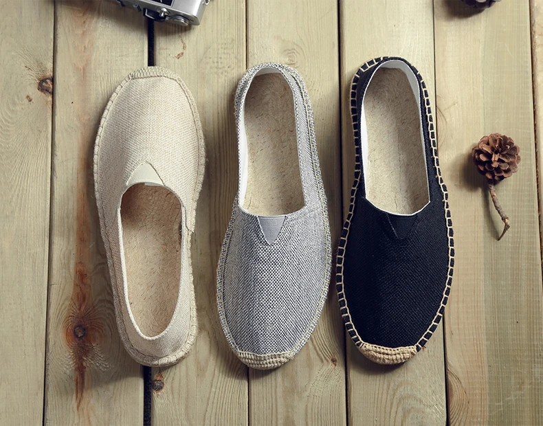 Man Espadrilles Hemp Canvas Flat Plus Size Fisherman Driving Footwear Women Sewing Flax Shoes Slip on Loafers Casual Shoes