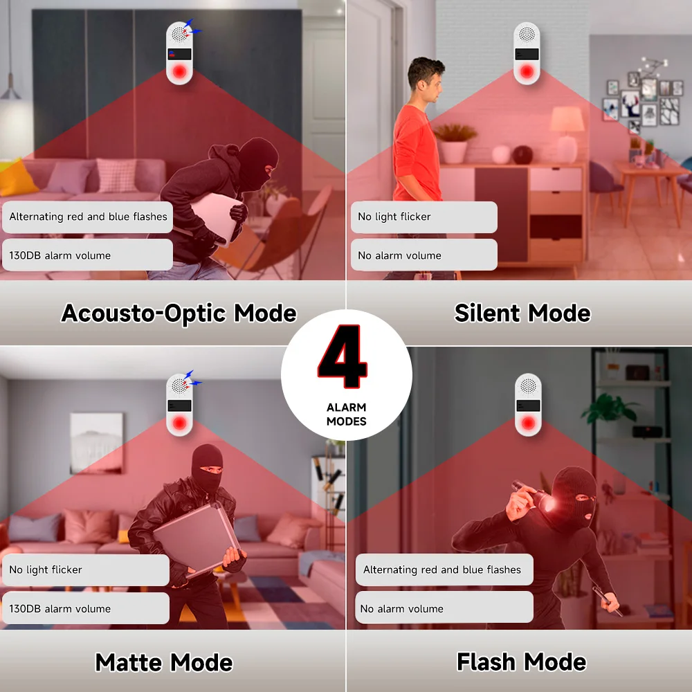 Imagem -03 - Ihseno-tuya Som e Alarme Leve Sensor de Movimento Pir Movimento do Corpo Humano Segurança Doméstica Inteligente Trabalho de Proteção com Vida Inteligente Wi-fi