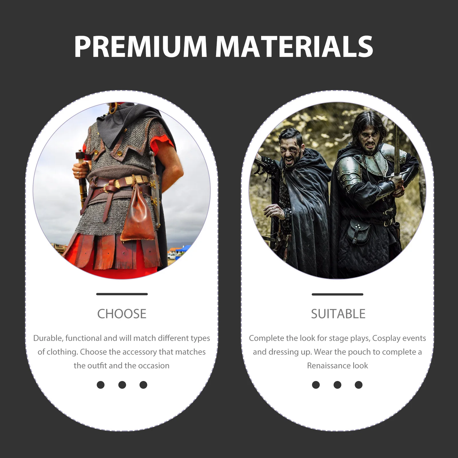 1 set marsupio medievale in PU finto marsupio vintage per cosplay rinascimentale, fornitura per feste di Halloween