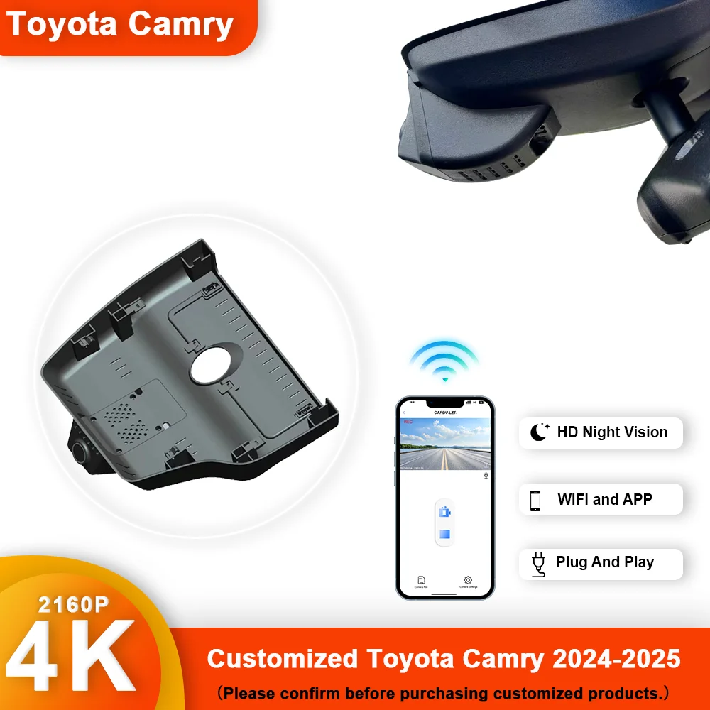 

Customized 4K HD 2160P Plug and play Dash Cam DVR For Toyota Camry 2024 to 2025 Year model Front and Rear WIFI DashCam Car Dvr