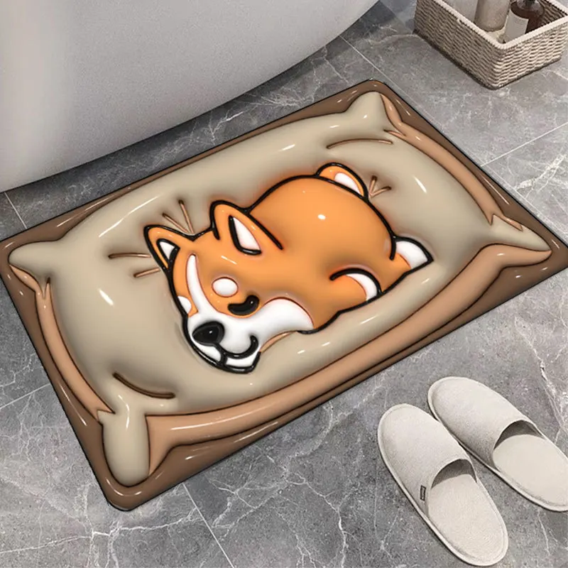 Cartoon Style 3D-dimensional Expansion Absorbent Mat Home Bathroom Non-slip Mat Quick Drying Diatom Mud Mat Bathroom Floor