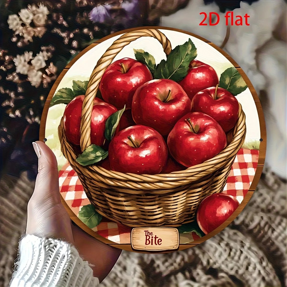 Tin Sign - The Bite Apple Basket Vintage Kitchen Themed Durable Metal Plaque Wall Decor, Home Office Bar Man Cave Wall Art