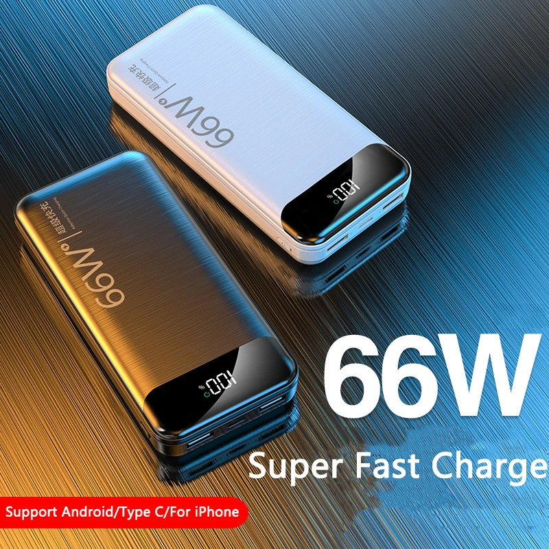 

66W Super Fast Charging Powerbank for Huawei P40 P50 Power Bank for iPhone 15 14 13 Xiaomi Samsung S22 Portable Charger 20000mAh