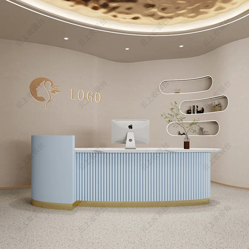 Light Luxury Reception Desk Beauty Salon Fashion Clothing Store Reception Desk Office Furniture Reception Et Table YS40CC