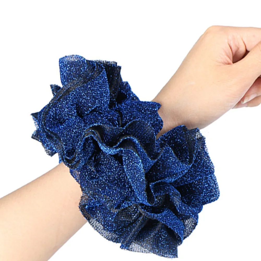 Headwear Oversize Scrunchies Fabric Art Elastic Elastic Shiny Velvet Fabric Hair Ring Golden Velvet Elastic Rubber Bands Hair