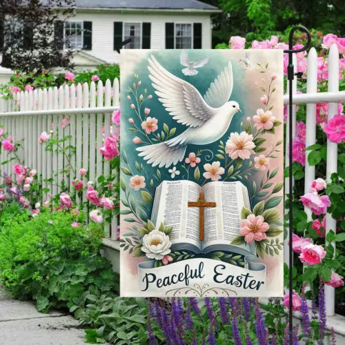 Easter Day Christian Bible Jesus Cross Peaceful Easter Flag Garden Flag