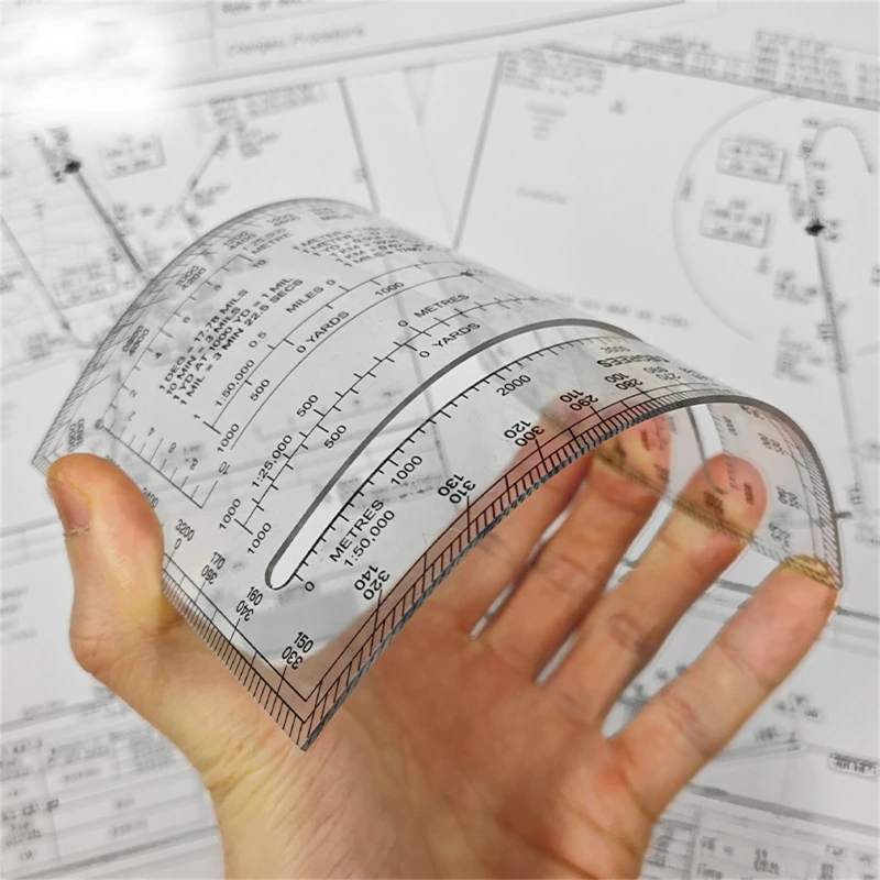 Topographical Map Scale Coordinate Scale Map Military Protractor with Clear Scale 1:5000 1:25000 Measurement Tool 896C