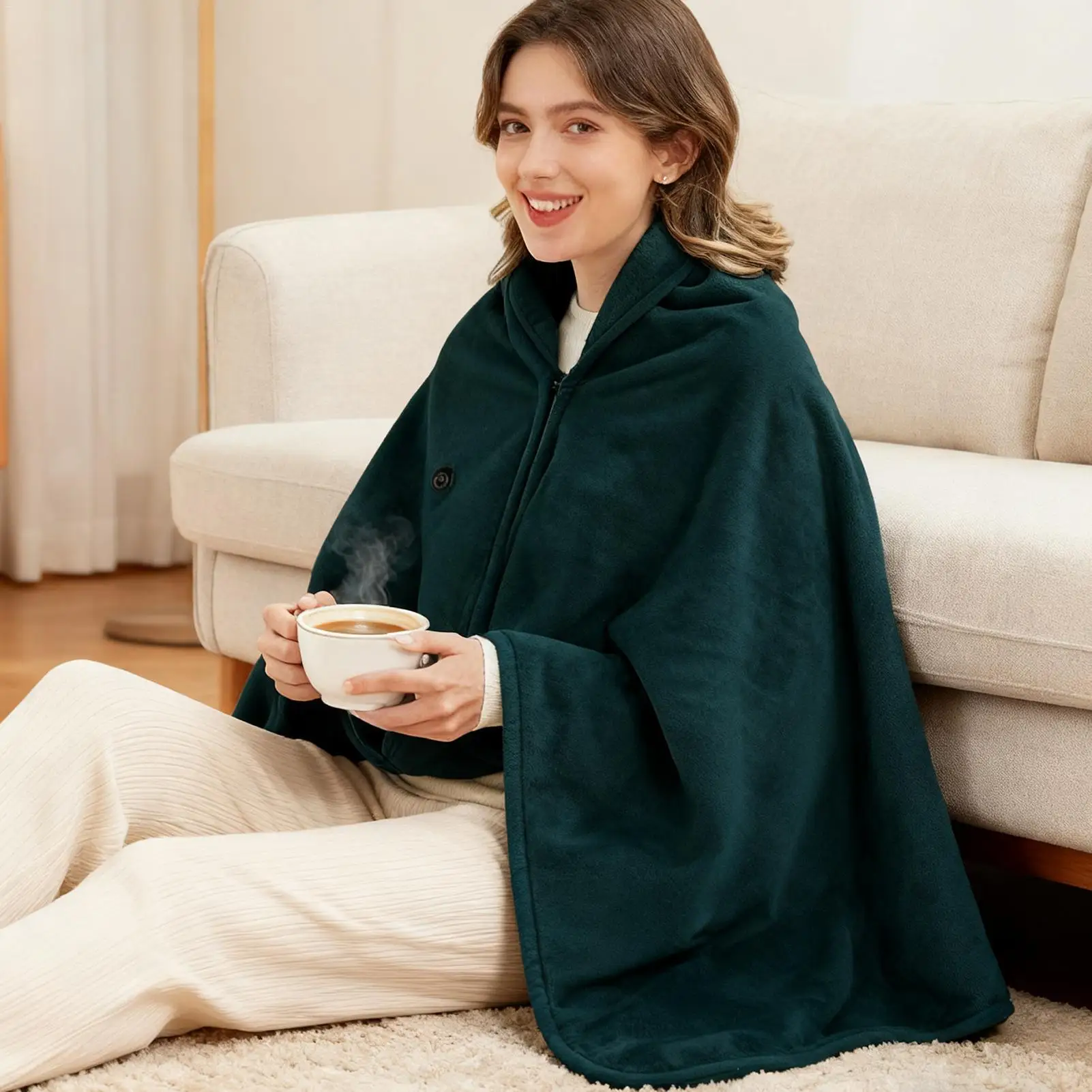 Шаль с подогревом, беспроводной USB перезаряжаемый носимый электрический шаль, портативное электрическое одеяло для комнаты, офиса, школьного туристического лагеря