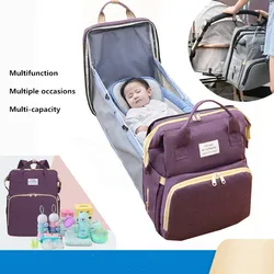 Cart Diaper Bag for Baby Boys Girls Diaper Bag Backpack with Changing Station with Foldable Travel Bed Large Capacity Waterproof