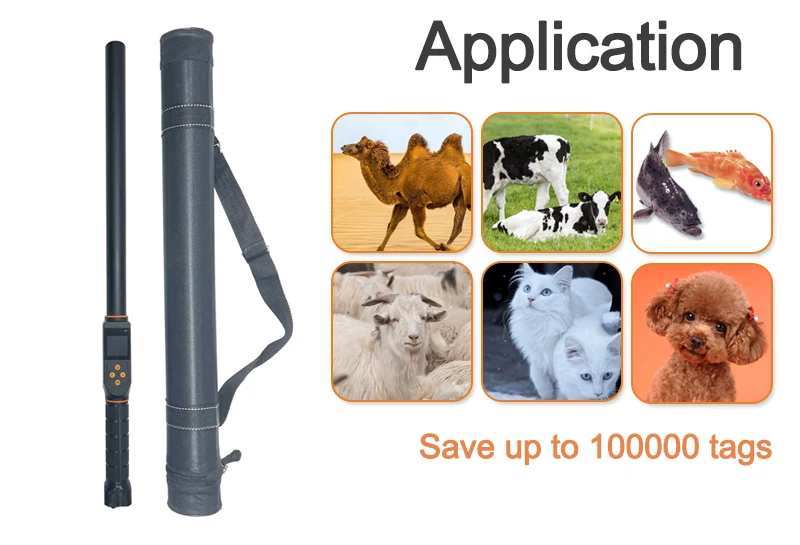 Lettore stick RFID FDX-B HDX distanza tag orecchio 50 cm temperatura microchip Lettore stick animali RFID per bovini capre cavalli mucca