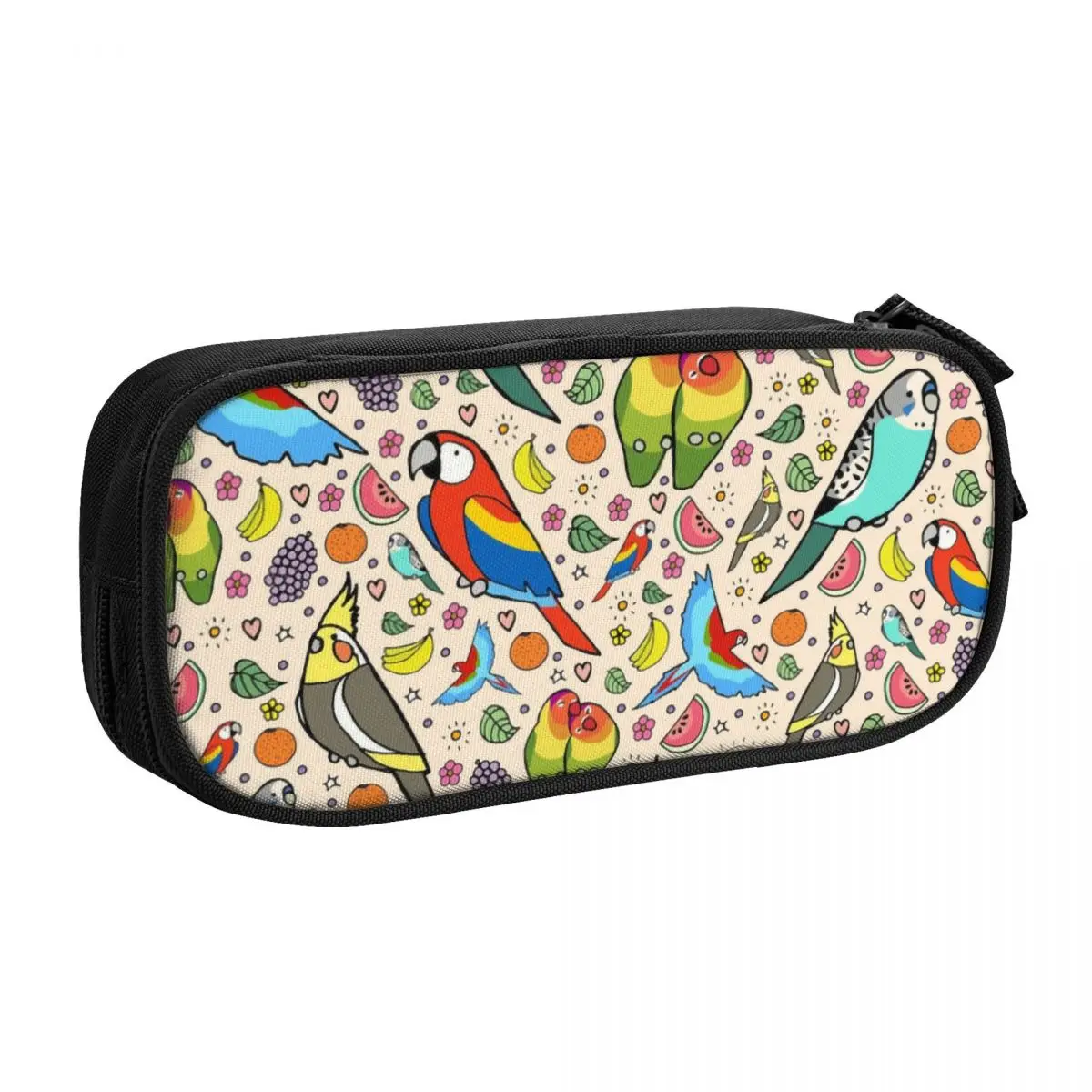 Custom Cute Funny Parrots Pencil Cases for Girls Boys Large Capacity Budgie Cockatiel Bird Pencil Pouch School Supplies